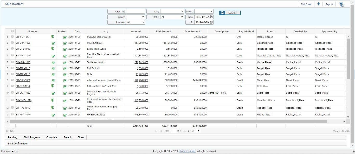 Sales invoice list new